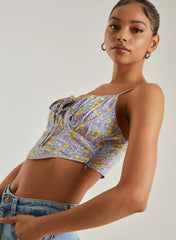 Ditsy Floral Tie Front Corset Top
