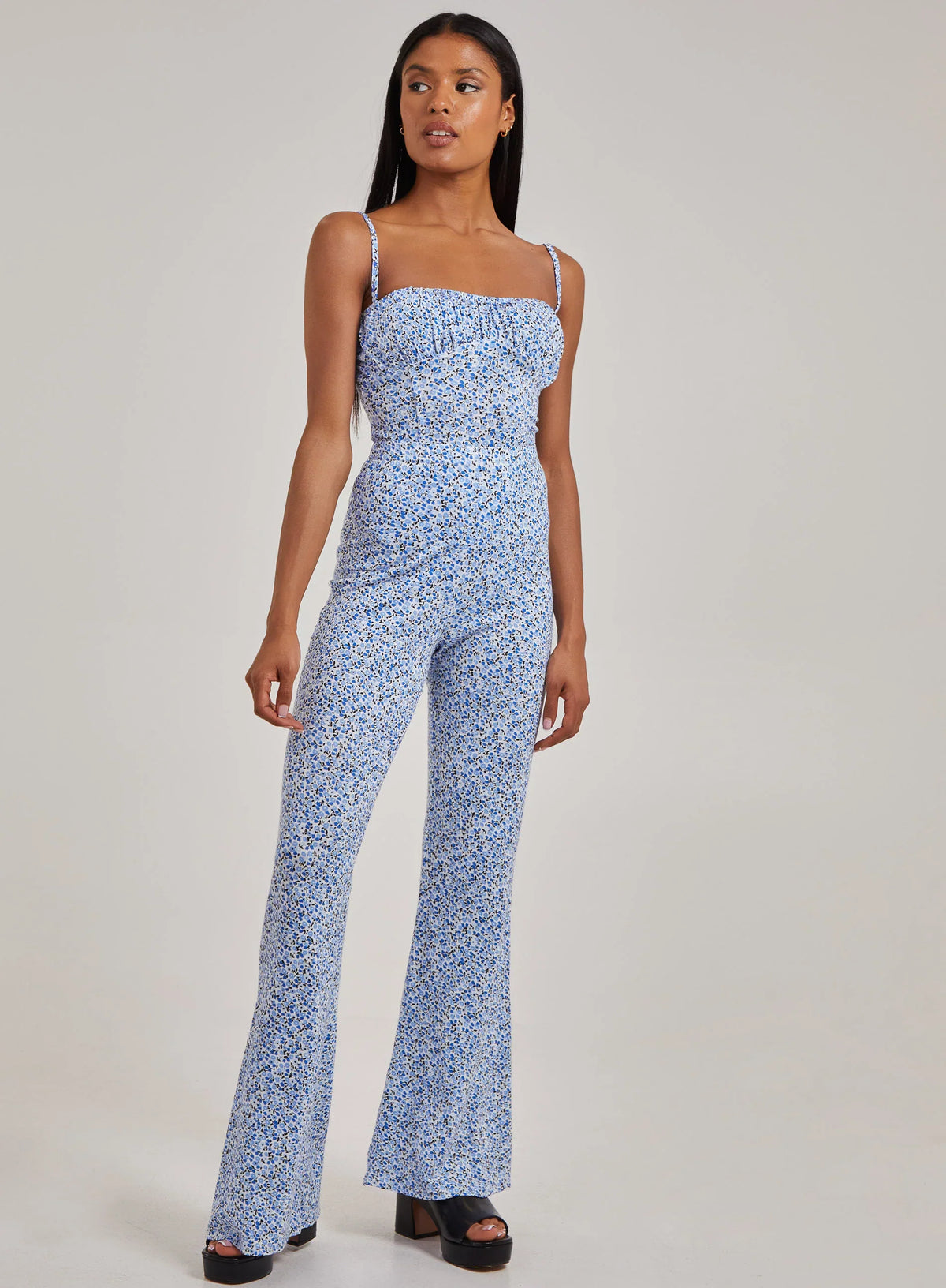 Ditsy Print Flare Trousers
