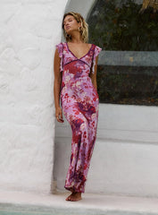 Soleila Maxi Dress Purple Multi Petite