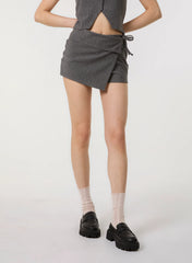 Pinstripe Wrap Front Skort