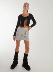 Bengaline Wrap D-Ring Mini Skirt