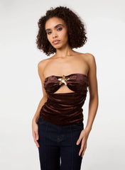 Soft Shimmer Velvet Texture Bra Cup Top