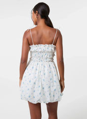 Tie Front Ditsy Puffball Dress