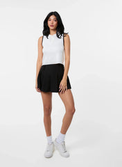 Half Zip Crop Polo Top With Contrast Piping