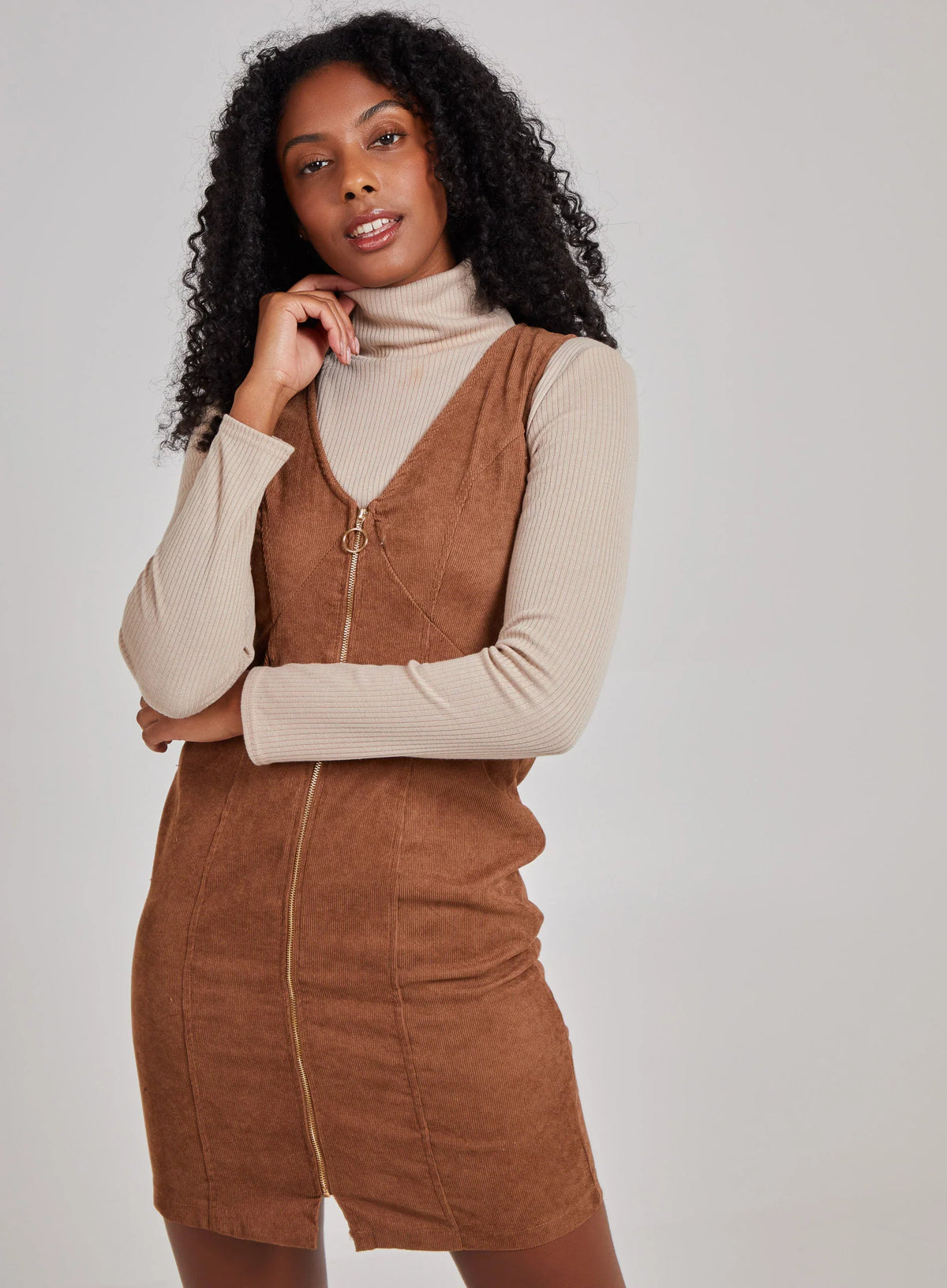 Zip Through Cord Dress