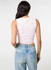 V Neck Lace Crop Top