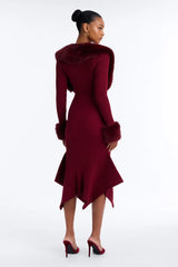 Rare Catch Fur Cardigan Sweater Midi Dress Set