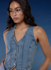 Denim Fitted Waistcoat