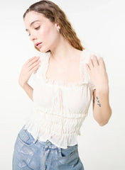 Ribbon Trim Milkmaid Top