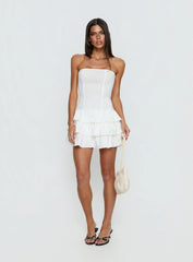 Valentia Tiered Mini Dress White