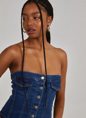 Bandeau Button Up Denim Corset Top