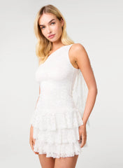 Ruffle Hem Lace Dress