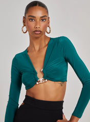 Gold Trim Slinky Long Sleeve Top