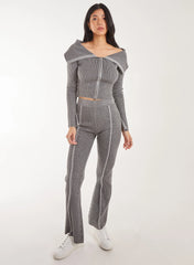 Washed Rib Fold-Over Cardigan