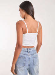 Textured Daisy Tie Strappy Top