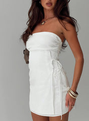 New Beginnings Strapless Mini Dress White
