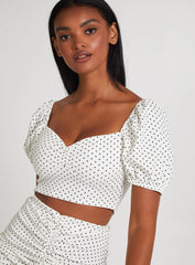 Polka Dot Puff Sleeve Top