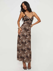 Emily Bias Cut Maxi Dress Leopard