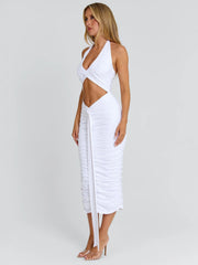 OMERY MIDI DRESS WHITE
