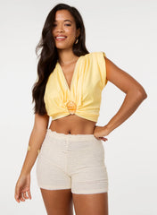 Stone Buckle Slinky Crop Top