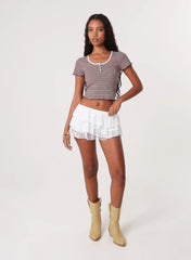 Cap Sleeve Lace Trim Top