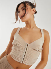Eyelet Detail Corset Crop Top