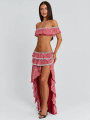 BETTY TOP RED GINGHAM