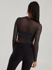 Glitter Long Sleeve Mesh Bodysuit