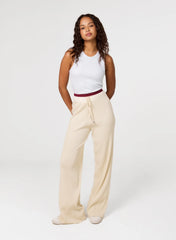 Ribbed Contrast Waist Wide Leg Joggers