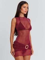 ZIANE MINI DRESS BURGUNDY