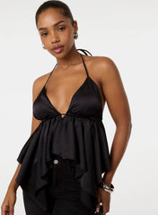 Diamante Satin Halter Top