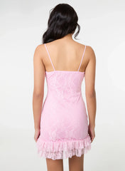 Lace Cami Ruffle Mini Dress