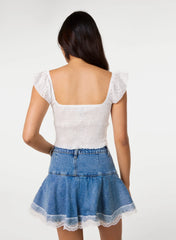Broderie Frill Sleeve Top