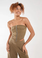 Linen Cargo Corset Top