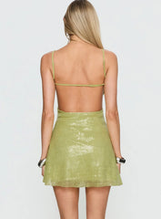 Greenly Backless Sleeveless Mini Dress Green