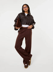 Faux Leather Puffball Jacket