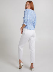 Ditsy Print Tie Front Crop Top