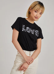 Zebra Print Love Slogan T-Shirt