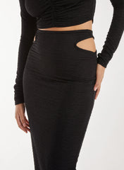 Ripple Cut Out Midi Skirt