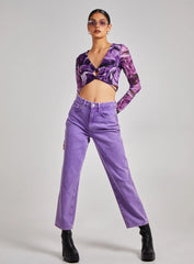 Long Sleeve Marble Print Top