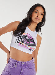 Graphic Printed Cropped Vest