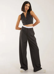 Pinstripe Cropped Waistcoat