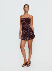 Powell Mini Dress Burgundy / Pink Polka Dot