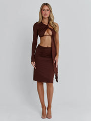 SERNA MIDI DRESS CHOCOLATE