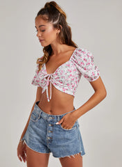 Floral Broderie Puff Sleeve Top