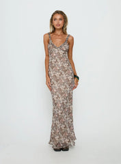 Baley Bias Cut Frill Maxi Dress Paisley