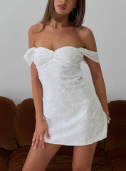 Rozerie Off Shoulder Mini Dress White