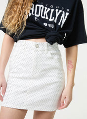 Denim Diamante Mini Skirt