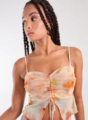 Distressed Mesh Butterfly Cami Top