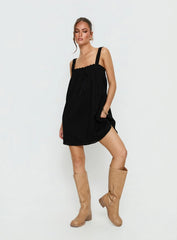 Reason To Stay Lace Trim Floaty Mini Dress Black